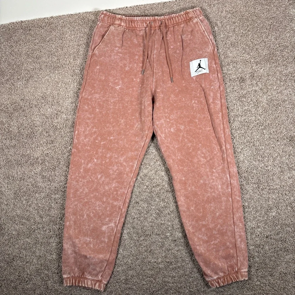 Jordan Flight Fleece‎ Pants Mens Large Canyon Rust Acid Wash Joggers DR3089-215